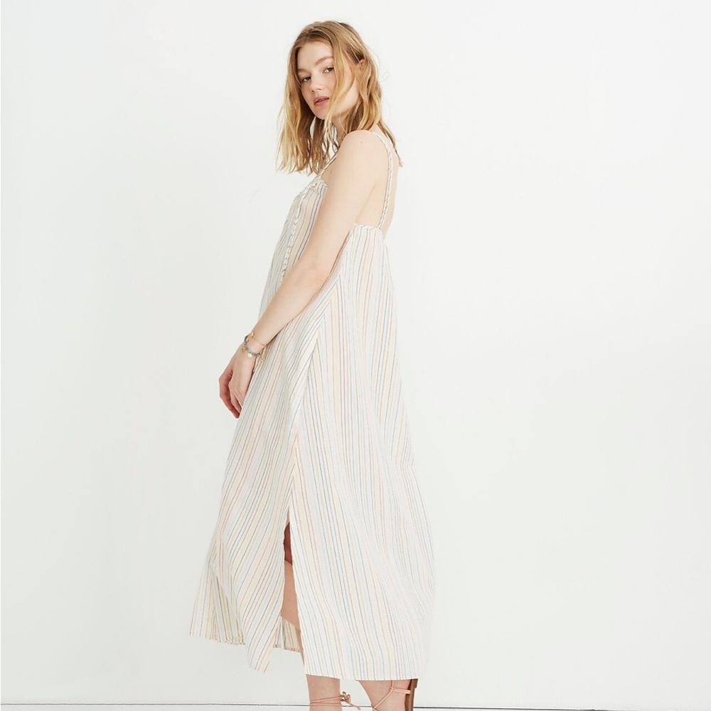 Tie-Strap Cover-Up Maxi Dress in Rainbow Stripe
